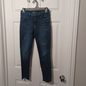 Zara Basic Z1975 Denim High-rise Raw Edge Distressed Skinny Jeans Sz 2